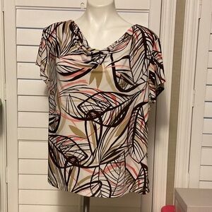 Briggs New York Multicolor Leaf Print Blouse